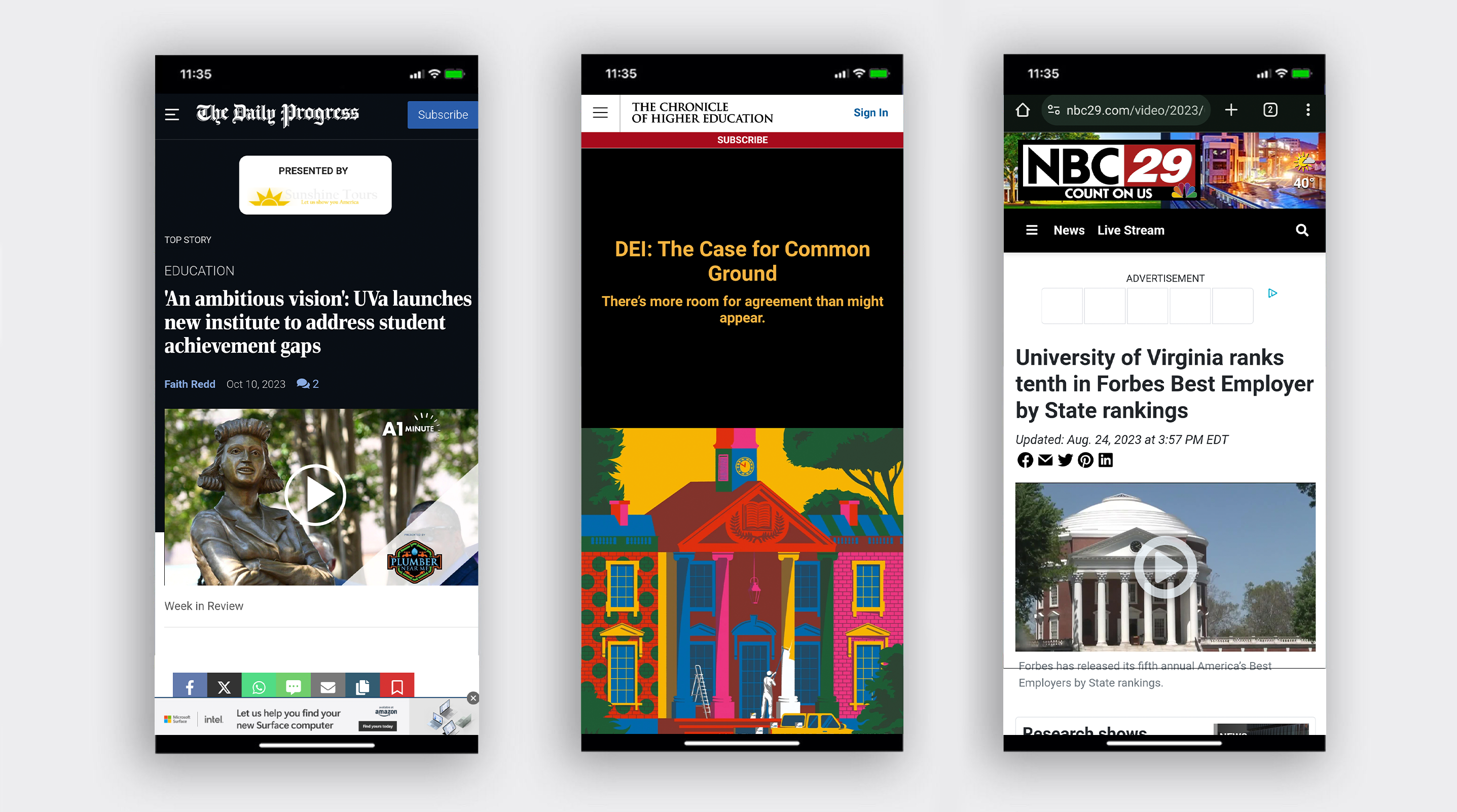 Mobile view of earned media