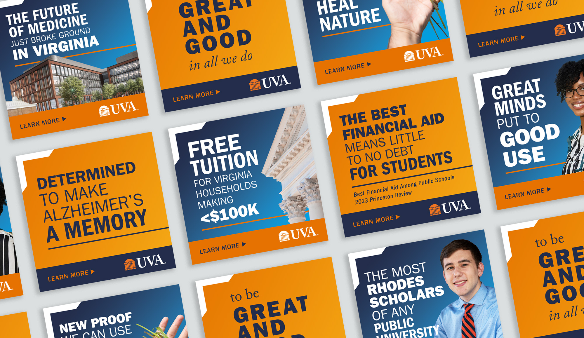 A collage of ads for the Great and Good campaign