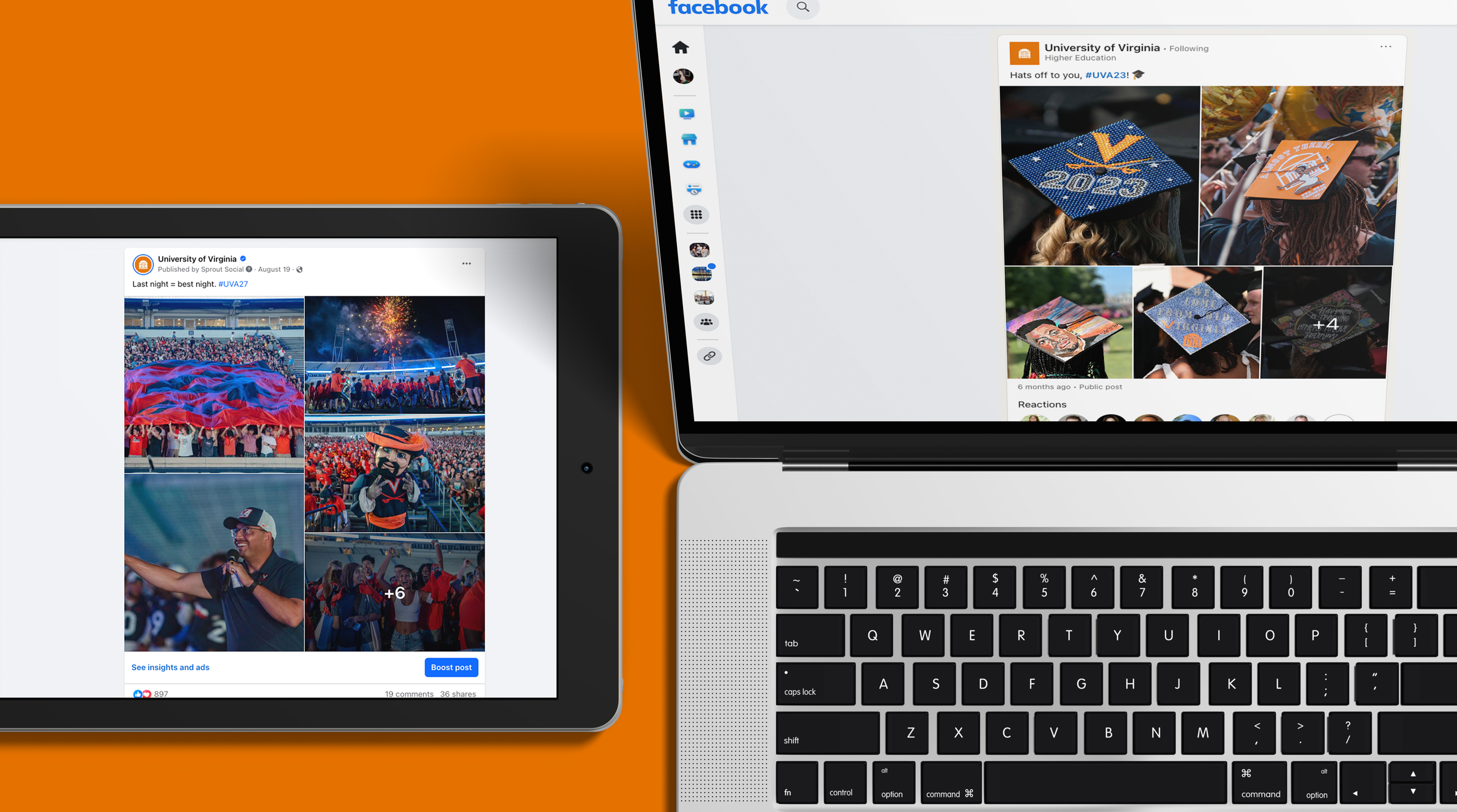 laptop and tablet social media views
