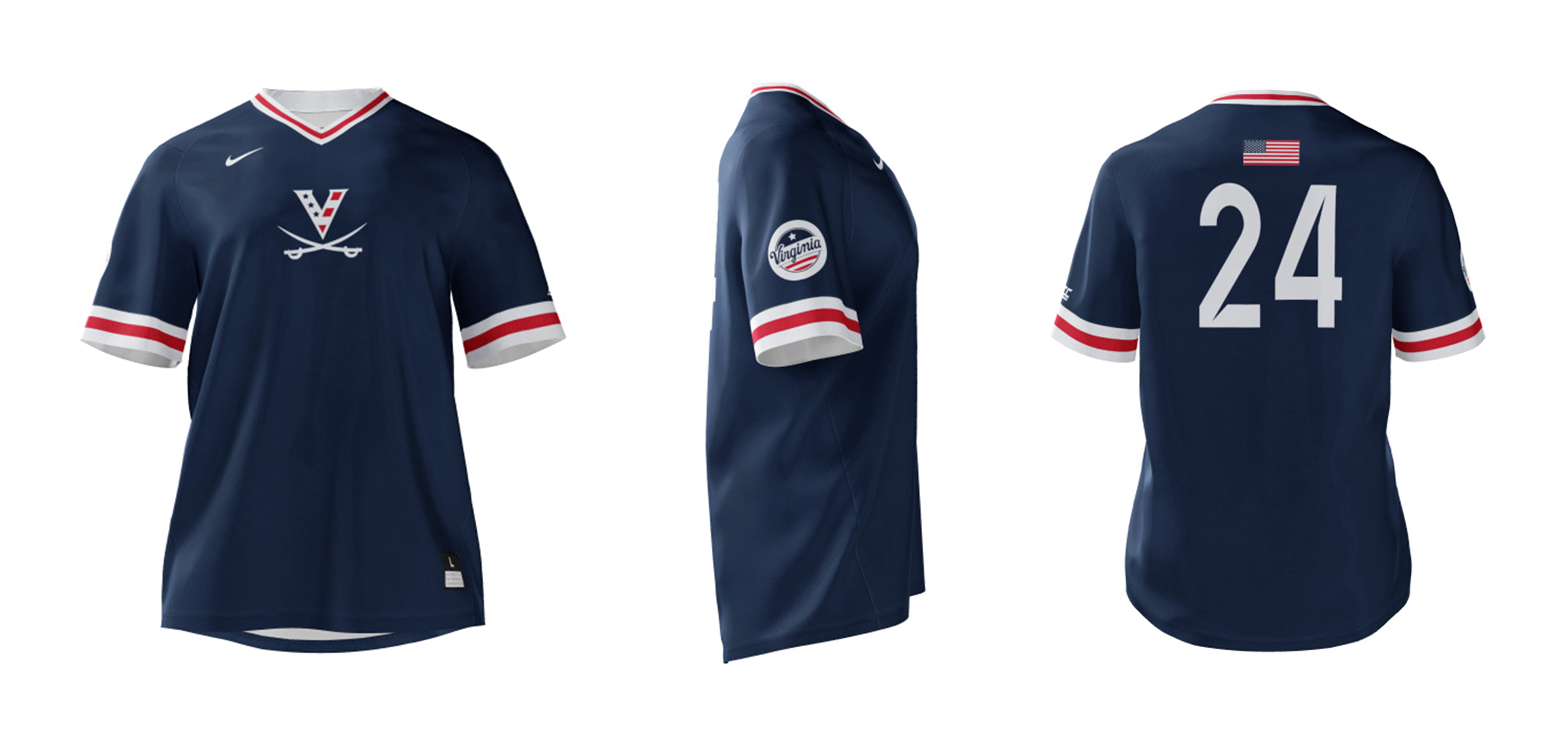 A Red, White and Hoo T-shirt shown from 3 different sides