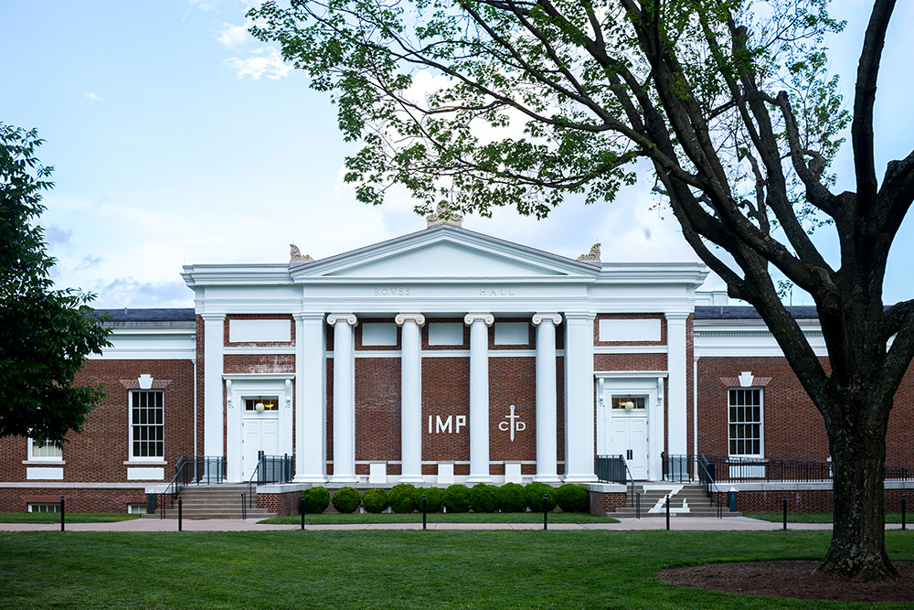 Street view of the McIntire School of Commerce building
