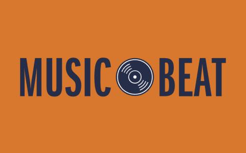 "Music Beat" Logo with the Record image between the words